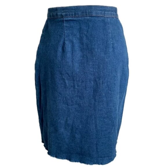 Vintage A-line Denim Knee Length Jean Skirt - S/6 - Picture 5 of 7